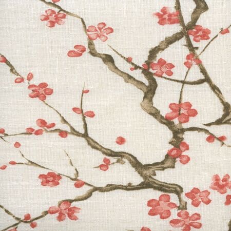 306500C-01 CHERRY BRANCH Multi on Creme Curtain Linen Quadrille Fabric