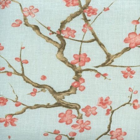 306500C-06 CHERRY BRANCH Pale Blue Curtain Linen Quadrille Fabric