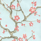 306500W-06WP CHERRY BRANCH Pale Blue Pink Taupe Brown Quadrille Wallpaper