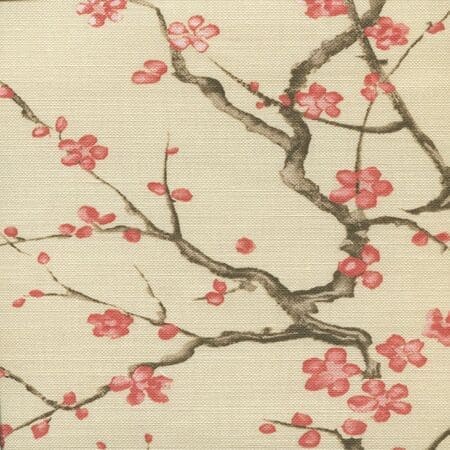 306503F CHERRY BRANCH Multi on Creme Linen Cotton Quadrille Fabric