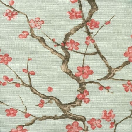 306505F CHERRY BRANCH Pale Celadon on Linen Cotton Quadrille Fabric