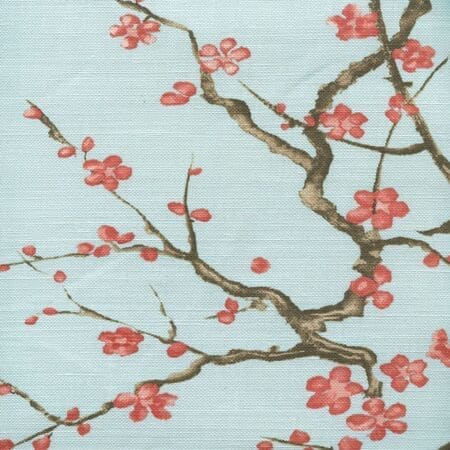 306506F CHERRY BRANCH Pale Blue Linen Cotton Quadrille Fabric