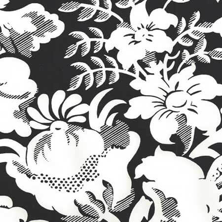 306591W DES GARDES REVERSE Black On Off White Quadrille Wallpaper