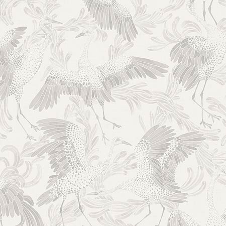 3130 DANCING CRANE Grey Schumacher Wallpaper