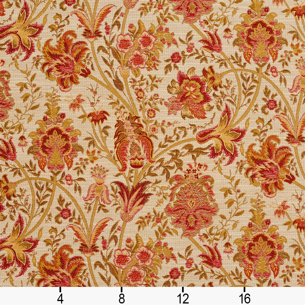 3221 Floral Tuscany Red & Burgundy Charlotte Fabrics