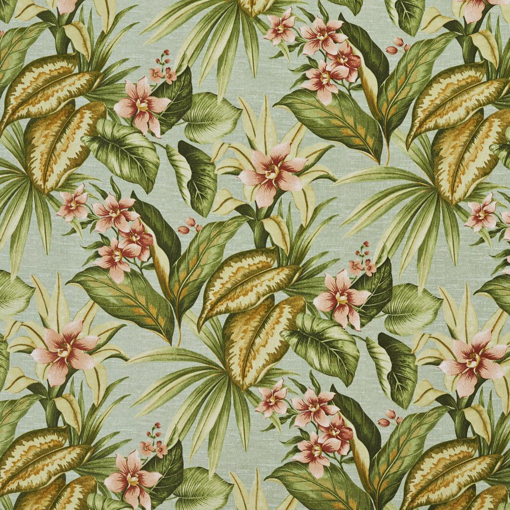 3426 Floral,Tropical & Botanical Jamaica Aqua & Teal,Green Charlotte Fabrics