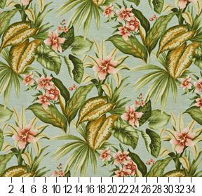 3426 Floral,Tropical & Botanical Jamaica Aqua & Teal,Green Charlotte Fabrics