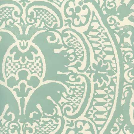 352000W-09OWP VENETO Teal On Off White Quadrille Wallpaper