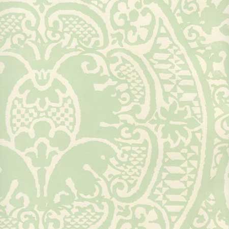 352000W-24OWP VENETO Soft French Green On Off White Quadrille Wallpaper