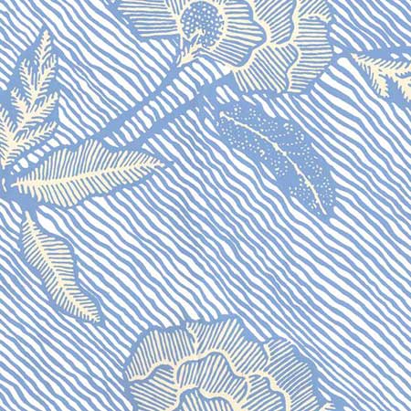 4060M-02WP FLORES II French Blue Cream On White Quadrille Wallpaper