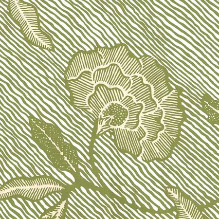 4060M-03WP FLORES II New Green Cream On White Quadrille Wallpaper