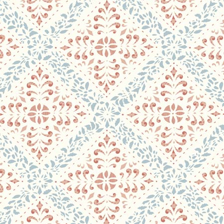 4514 NYBORG Blue And Red Schumacher Wallpaper