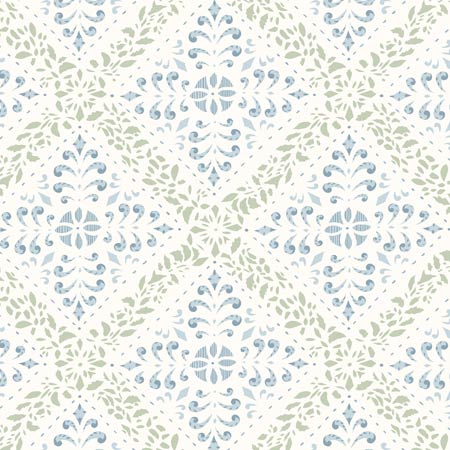 4516 NYBORG Blue And Green Schumacher Wallpaper