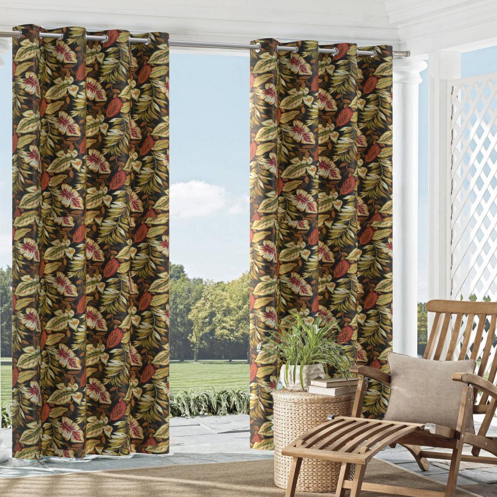 4630 Leaves,Tropical & Botanical Venice  Black,Coral & Peach Charlotte Fabrics