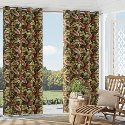 4630 Leaves,Tropical & Botanical Venice  Black,Coral & Peach Charlotte Fabrics