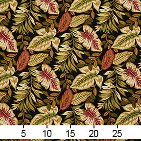 4630 Leaves,Tropical & Botanical Venice  Black,Coral & Peach Charlotte Fabrics