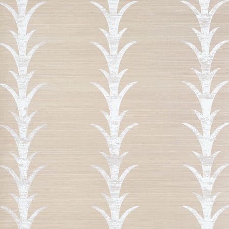 5006052 ACANTHUS STRIPE SISAL Fog & Chalk Schumacher Wallpaper