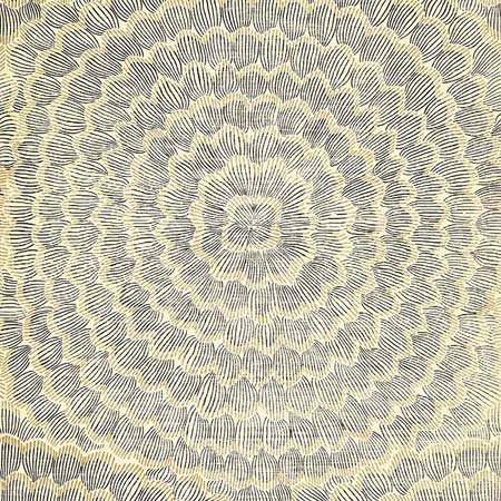 5006074 FEATHER BLOOM SISAL Onyx & Gold Schumacher Wallpaper