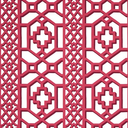 5006948 ZANZIBAR TRELLIS Laquer Red Schumacher Wallpaper