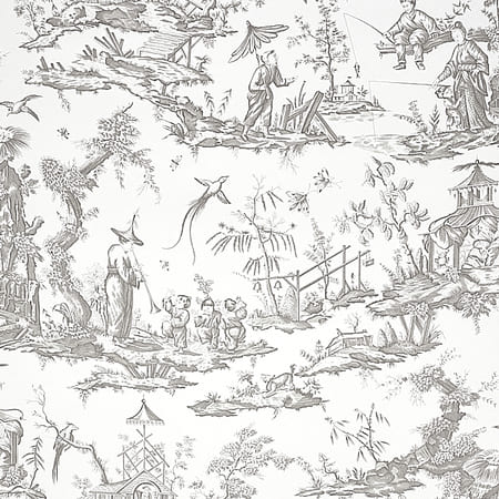 5012050 SHENGYOU TOILE LINEN Driftwood Schumacher Wallpaper