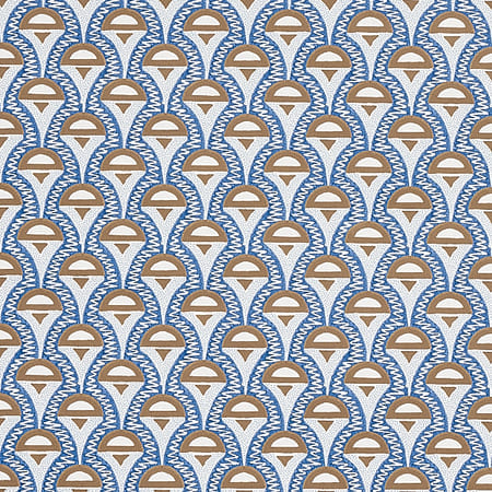 5012081 ABELINO Blue & Brown Schumacher Wallpaper