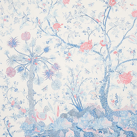 5012330 AMALTAS PANEL Blue & Red Schumacher Wallpaper