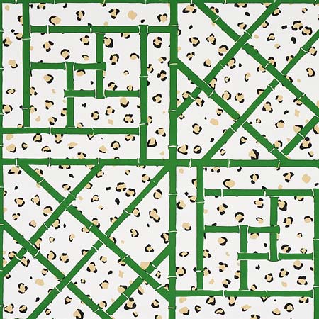 5012560 FANCY BEAST Safari Green Ivory Schumacher Wallpaper