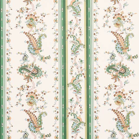 5012890 ELENA PAISLEY STRIPE Green Schumacher Wallpaper