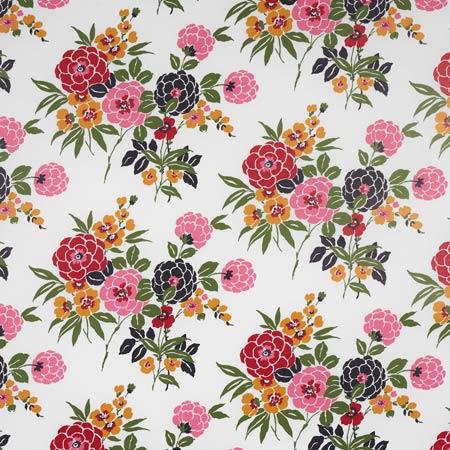 5013131 VALENTINA FLORAL Multi On White Schumacher Wallpaper