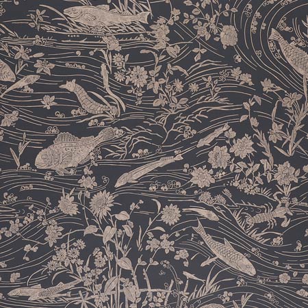 5013281 SEA GARDEN Charcoal Schumacher Wallpaper