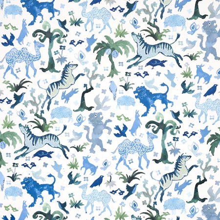 5013531 BEASTS Blue And Green Schumacher Wallpaper