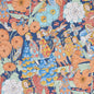 5013540 FAIRIE GARDEN Orange And Navy Schumacher Wallpaper