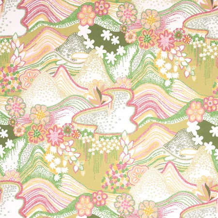 5013551 DAISY CHAIN Green And Pink Schumacher Wallpaper