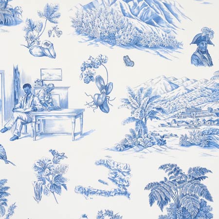 5013771 TOUSSAINT TOILE Blue On Ivory Schumacher Wallpaper