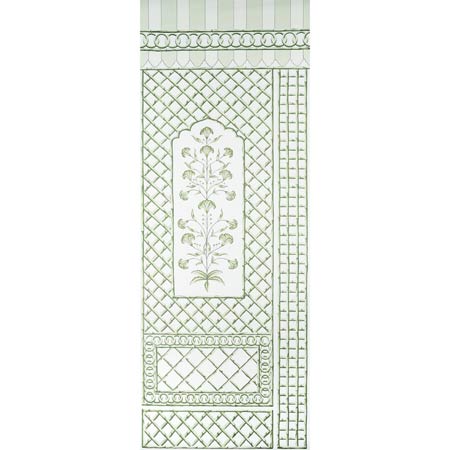 5014390 BAMBOO TRELLIS PANEL A Green Schumacher Wallpaper