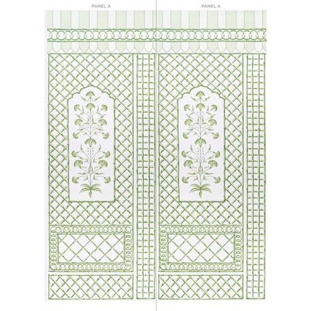 5014390 BAMBOO TRELLIS PANEL A Green Schumacher Wallpaper