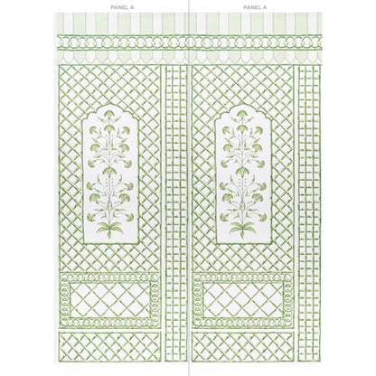 5014390 BAMBOO TRELLIS PANEL A Green Schumacher Wallpaper