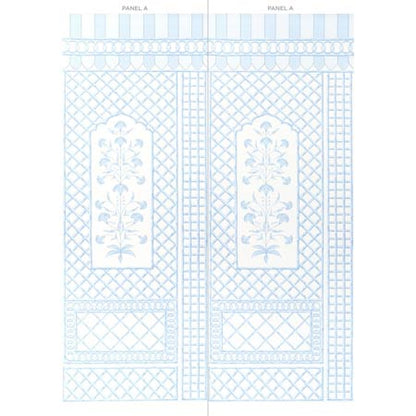 5014391 BAMBOO TRELLIS PANEL A Blue Schumacher Wallpaper