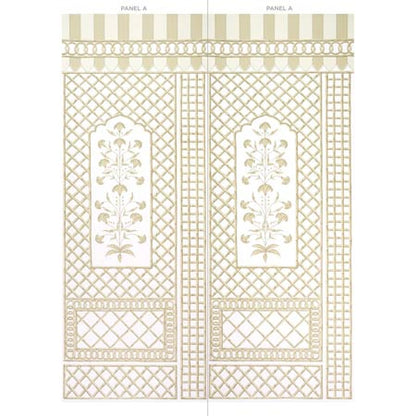 5014392 BAMBOO TRELLIS PANEL A Neutral Schumacher Wallpaper