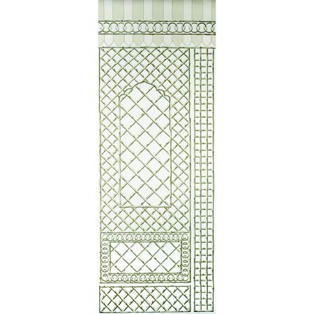 5014400 BAMBOO TRELLIS PANEL B Green Schumacher Wallpaper