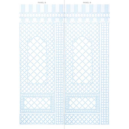 5014401 BAMBOO TRELLIS PANEL B Blue Schumacher Wallpaper