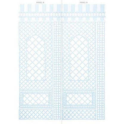 5014401 BAMBOO TRELLIS PANEL B Blue Schumacher Wallpaper