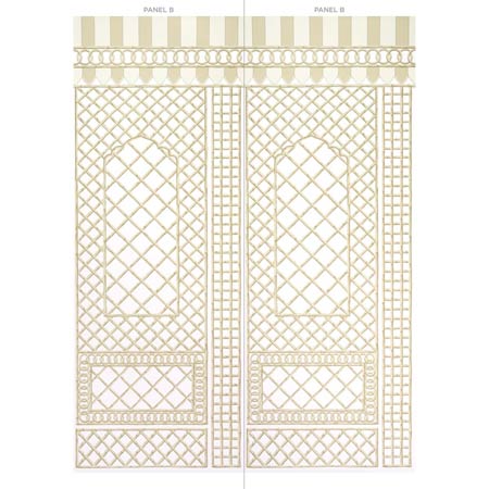 5014402 BAMBOO TRELLIS PANEL B Neutral Schumacher Wallpaper