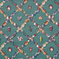 5014490 GROTTO TREILLAGE Multi On Teal Schumacher Wallpaper