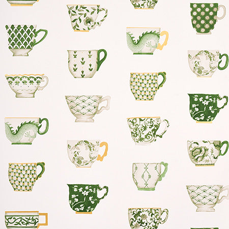 5014781 ONIE'S TEACUPS Spring Green Schumacher Wallpaper