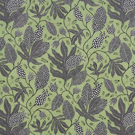 5015460 POLKA DOT JUNGLE Black Green Schumacher Wallpaper