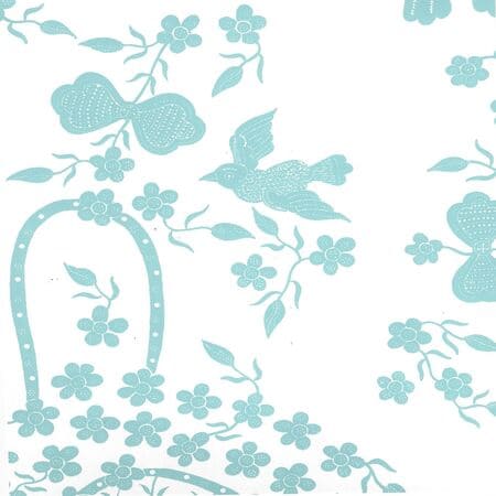 5050-02WP BIRDS II New Blue On White Quadrille Wallpaper