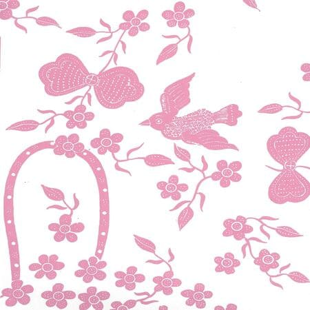 5050-05WP BIRDS II Pink On White Quadrille Wallpaper