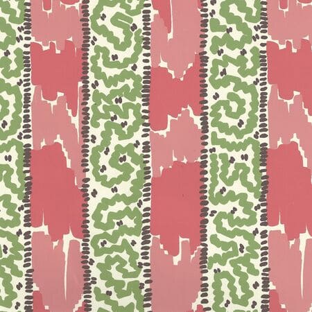 5060-02WP BIJOU STRIPE Jungle Green New Shrimp Brown Quadrille Wallpaper