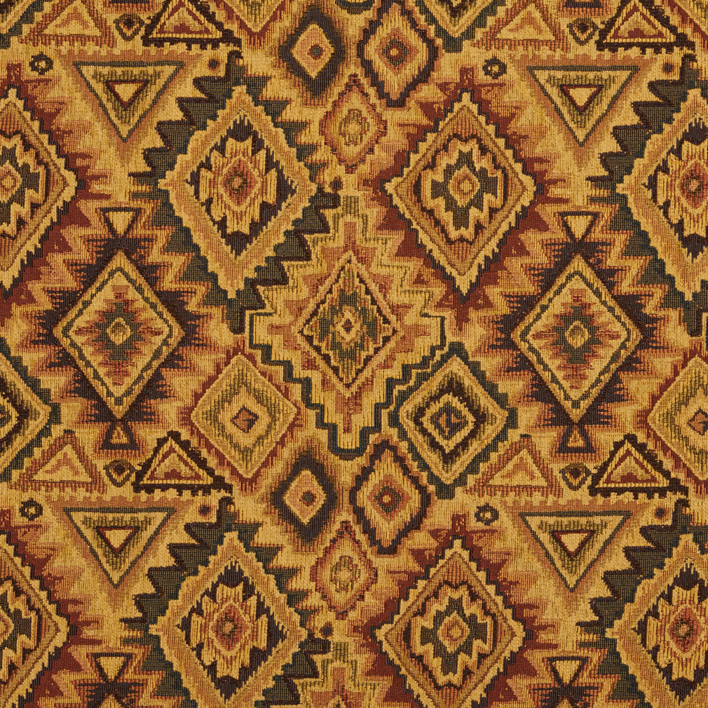5101 Abstract & Geometric,Global,Southwestern Aztec Gold & Yellow,Green,Orange & Rust Charlotte Fabrics